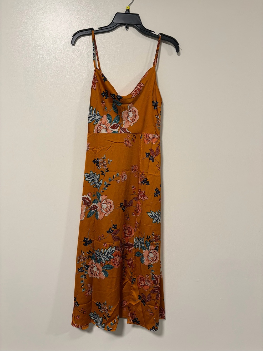 Floral Slip Midi Dress in Mustard